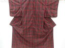 格子織り出し米沢紬着物アンサンブル【リサイクル】【中古】【着】 宗sou