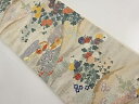 本金遠山に菊・菖蒲・鴛鴦模様織り出し袋帯【リサイクル】【中古】【着】 宗sou