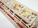 竹に縞・花模様織出し袋帯【リサイクル】【中古】【着】 宗sou