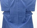 枡模様男物浴衣(キングサイズ)【リサイクル】【中古】【着】 宗sou
