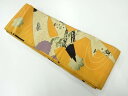 橋に松・花模様刺繍半幅帯(材料)【アンティーク】【中古】【着】 宗sou