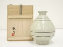 敬月造 粉引花瓶(共箱)【中古】【道】 宗sou