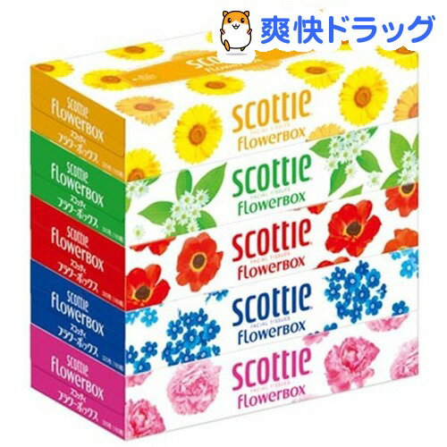 クーポンで10%オフ★スコッティ ティシュー フラワーボックス 5箱パック(1セット)【スコッティ(SCOTTIE)】[ティッシュ ティッシュペーパー 箱ティッシュ]【8/15 10:00-23:59までクーポン利用で5000円以上10%オフ】