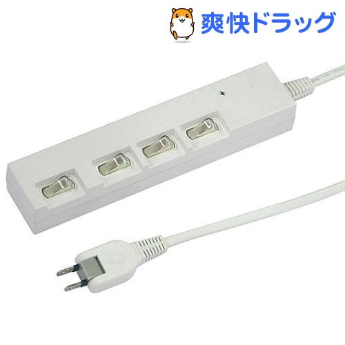 クーポンで10%オフ★横差し個別スイッチ付節電タップ 4個口 2m ホワイト HBKSY442WH(1コ入)【8/15 10:00-23:59までクーポン利用で5000円以上10%オフ】横差し個別スイッチ付節電タップ 4個口 2m ホワイト HBKSY442WH●セール中●★税込1980円以上で送料無料★