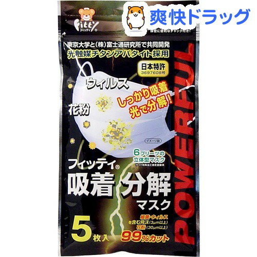 フィッティ ウィルス・花粉吸着分解マスク やや小さめ(5枚入)【フィッティ】[マスク]