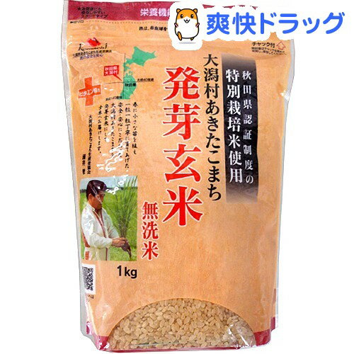 大潟村あきたこまち 発芽玄米 無洗米(1kg)[無洗米]