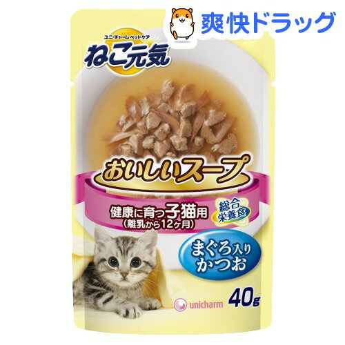 ねこ元気 おいしいスープ 健康に育つ子猫用 まぐろ入りかつお(40g)【ねこ元気】[キャットフード ウェット]