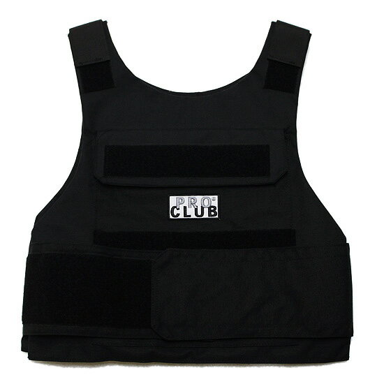 PRO CLUB プロクラブ プレートキャリア ベスト PLATE CARRIER VEST ストリート アーティスト着用 <strong>防弾チョッキ</strong>風 ボックスロゴ 刺繍 ブラック 黒