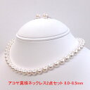 アコヤ真珠(あこや真珠) パールネックレス2点セット 8.0-8.5mm【金属アレルギー対策】アレルギー対策 チタン金具【送料無料】【アコヤ あこや 真珠】【鑑別書付】【フォーマル 誕生日 卒業式 入学式 結婚式 冠婚葬祭】