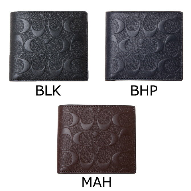 コーチ COACH 小物(財布/折財布) メンズデボスド シグネチャー クロスグレーン レザー コイン ウォレット 二つ折り財布 f75363