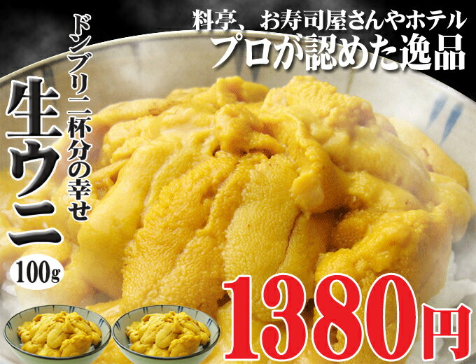 料亭やお寿司屋さんプロが認めた！【生ウニ 100g】 1380円日にち・時間指定OK！ お中元 雲丹 うに ウニ 