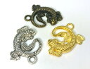 ☆金属チャーム トカゲ A 5個入り サイズ30*23mm 厚3.8mm アンティークゴールド(真鍮古美) 銀古美 ゴールド 3色展開 パーツA 重