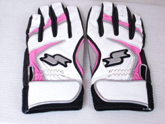 SSK（エスエスケイ）一般バッティング手袋両手用バッティンググローブ　ホワイト×ピンク