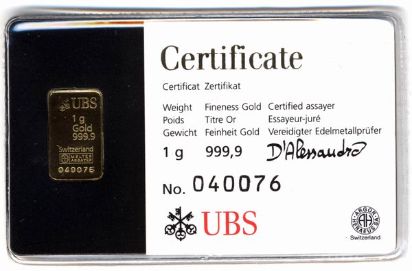 UBSゴールドバー1g　スイスUBS銀行発行金貨,コイン,金 ,金貨,金貨 購入,純金,コイン 金貨,純 金,金貨 ,金 現物,ゴールド,貴金属, 貴金属,金 ,コイン ,プレゼント