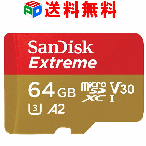microSDXC 64GB SanDisk TfBXN UHS-I 100MB/s U3 V30 4K Extreme HD A2 Class10 Ή COpbP[Wi SATF64G-QXAF  