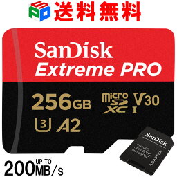 マイクロsdカード 256GB microSDXCカード サンディスク Extreme Pro UHS-I U3 V30 A2 Class10 R___200MB/s W___140MB/s SDアダプター付 Nintendo Switch対応 海外パッケージ 送料無料SDSQXCD-256G-GN6MA