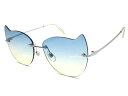 CAT FLAT LENS SUNGLASS(キャットフラットレンズサングラス)SILVER × BLUE/YELLOW ブルー青水色イエロー黄色パリピハロウィンハロウィーンコスプレ猫耳ねこみみネコミミにゃんグラスニャングラスツーポイントフレーム可愛い