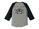 モーターサイクル 自動二輪車 Raglan 3/4 Sleeves T-shirt（MOTORCYCLE自動二輪車ラグラン3/4スリーブTシャツ）GRAY × BLACK 霜降りグ..