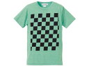 【在庫有 即納】【10,000円(税別)以上お買上で送料無料】5°CHECKER 染込プリント T-shirt(5°チェッカー染込プリントTシャツ)GREEN × BLACK 半袖白黒市松模様checkerflagアメリカンバイク国旗格子柄チェック柄triumphトライアンフnortonノートンレーシングオフロード