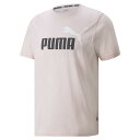 ● PUMA (プーマ) ESS+ 2 COL ロゴ Tシャツ メンズスポーツウェア 半袖機能Tシャツ メンズ チョーク ピンク 58901216