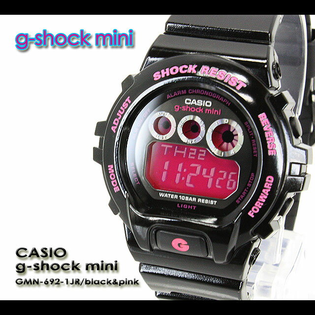 ★レビューを書いて送料無料★CASIO/G-SHOCK/Gショック G−ショック 【カシオ ジーショック】G-ショック ミニ g-shock mini 女性用 腕時計【ジーショックミニ】GMN-692-1JR/black&pinkレディース「あす楽対応」