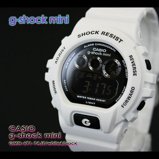 ★レビューを書いて送料無料★CASIO/G-SHOCK/Gショック G−ショック 【カシオ ジーショック】G-ショック ミニ g-shock mini 女性用 腕時計【ジーショックミニ】GMN-691-7AJF/white&blackレディース