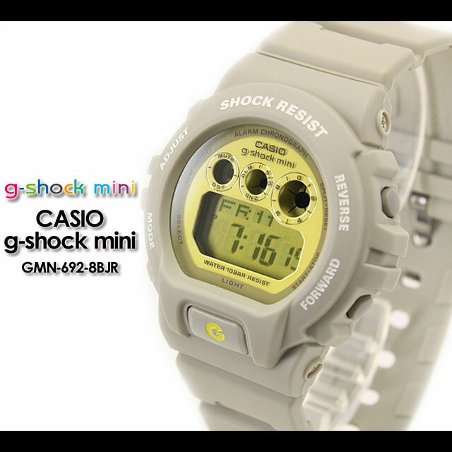 ★レビューを書いて送料無料★CASIO/G-SHOCK/gショック Gショック G−ショック 【カシオ ジーショック】G-ショック ミニ g-shock mini 女性用 腕時計【ジーショックミニ】GMN-692-8BJR/アイスグレー×イエローレディース