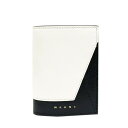 【30日は全品P3倍!最大8%OFFクーポン★1/16 0時〜31日23時59分まで】【新品・超お得】 ★2022年秋冬新作★ マルニ PFMO0055U1 P2644 ZO432 レザー製二つ折りウォレット ミニ財布 ホワイト×ブラックMARNI
