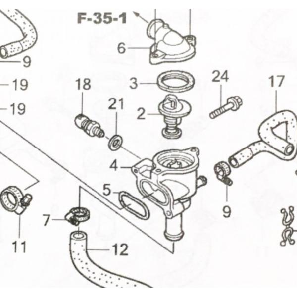 CBR1000RR(SC57)　車体番号SC57-1100001～(2005年モデル～) ウーターテンプレチャーセンサー＆ワッシャ　図中(18番＆21番)　37870-KRJ-901　90454-MC7-000 651K37870-KRJ-901-90454-MC7-000