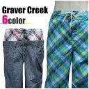 GRAVER CREEK メンズ サーフパンツ 水着 GST-201 GST-207/ロング/海/マリンスポーツ/サーフィン/水着 チェック柄 デニム柄