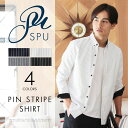 メンズ シャツ メンズファッション 秋 冬 春 ストライプ 長袖 シャツ ピンストライプ SPU スプ