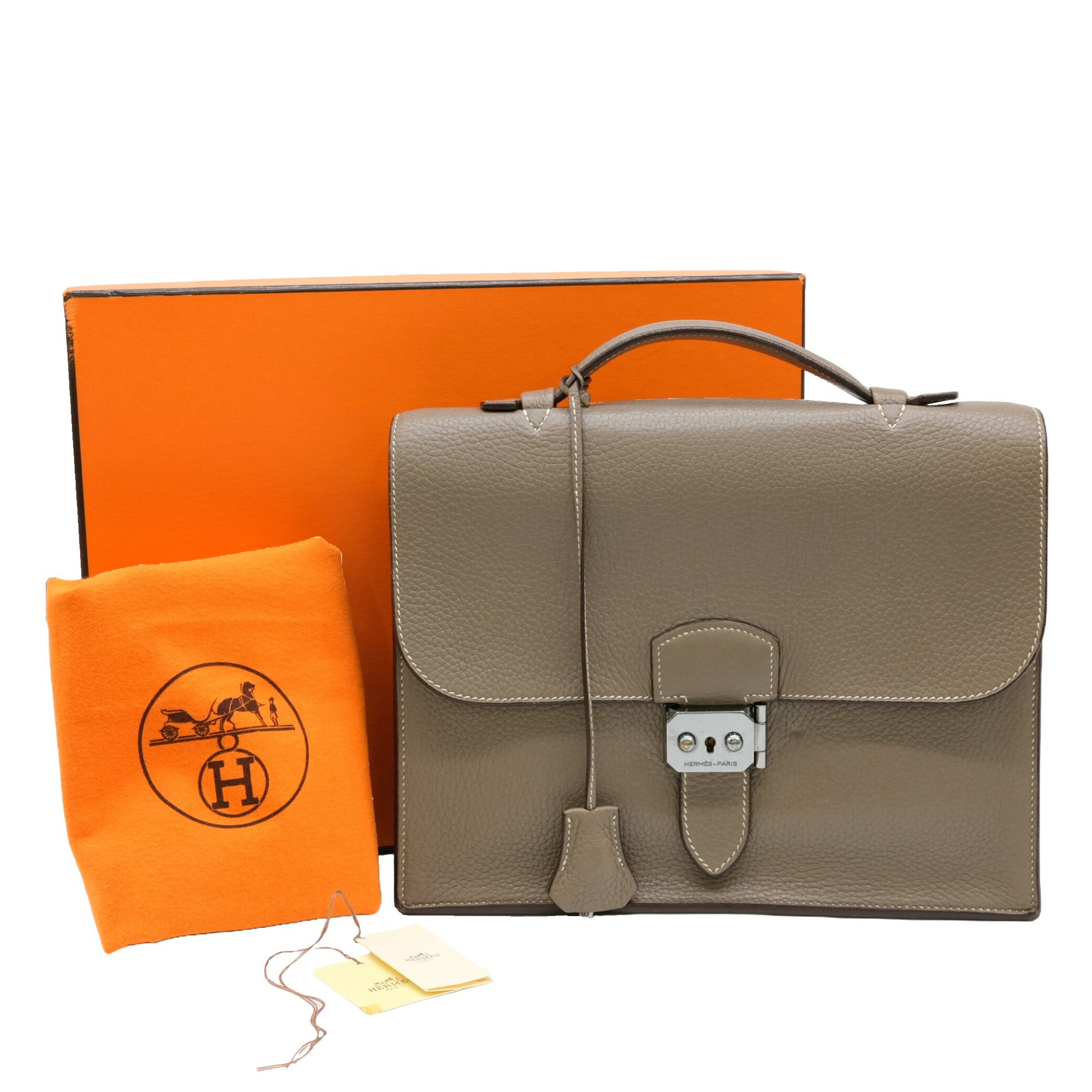 【お値引き】HERMES エルメス サックアデペッシュ 27 ビジネスバッグ ブリーフケース トリヨンクレマンス エトゥープ グレージュ