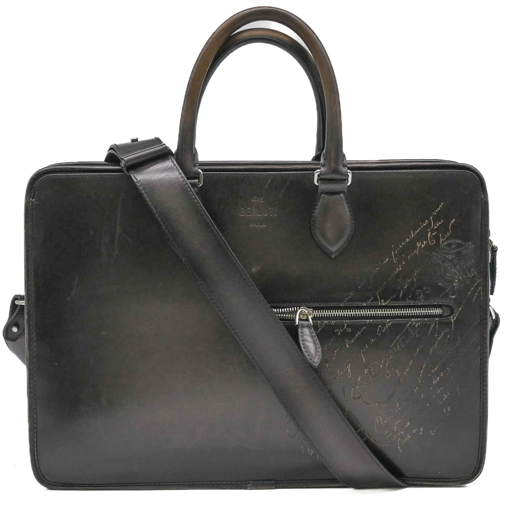 Berluti ベルルッティ カリグラフィ アンジュール ブリーフケース ビジネス 書類鞄 ハンドバッグ ブラウン系 スクリットレザー