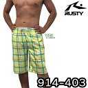 【送料無料】【914-403】 RUSTY ラスティー 男性用 水着 ワイド チェック柄かっこいい おすすめトランクス ストレッチ インナー サポーター付おしゃれ 05P11Aug14