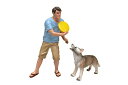 【送料無料】1/18 American Diorama Man and Dog 2体入 フリスビードッグ 男 犬 人形 フィギュア ジオラマ 模型