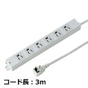 工事物件タップ 抜け止めコンセント L型プラグ 3P 6個口 3m TAP-K6L-3