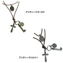 財布・カードケース 関連 キリスト×コイン×KEY V加工レザー2連ネックレス QTA103 アンティークゴールド