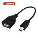 便利雑貨 10個セット 3Aカンパニー USB2.0 A(メス)-miniUSB(オス)変換ケーブル 0.2m UAD-AMNB UAD-AMNB02X10 ケーブル PCアクセサリー 関連USBケーブル パソコン周辺機器 パソコン