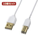 便利グッズ アイデア商品 10個セット 極細USBケーブル(USB2.0A-Bタイプ) KU20-SL05WX10 人気 お得な送料無料 おすすめ