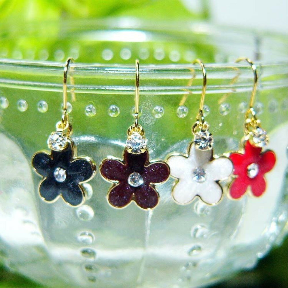 Jewelry Accessory 花ピアス お花 ピアス ブラック...:ssk-1:11527955