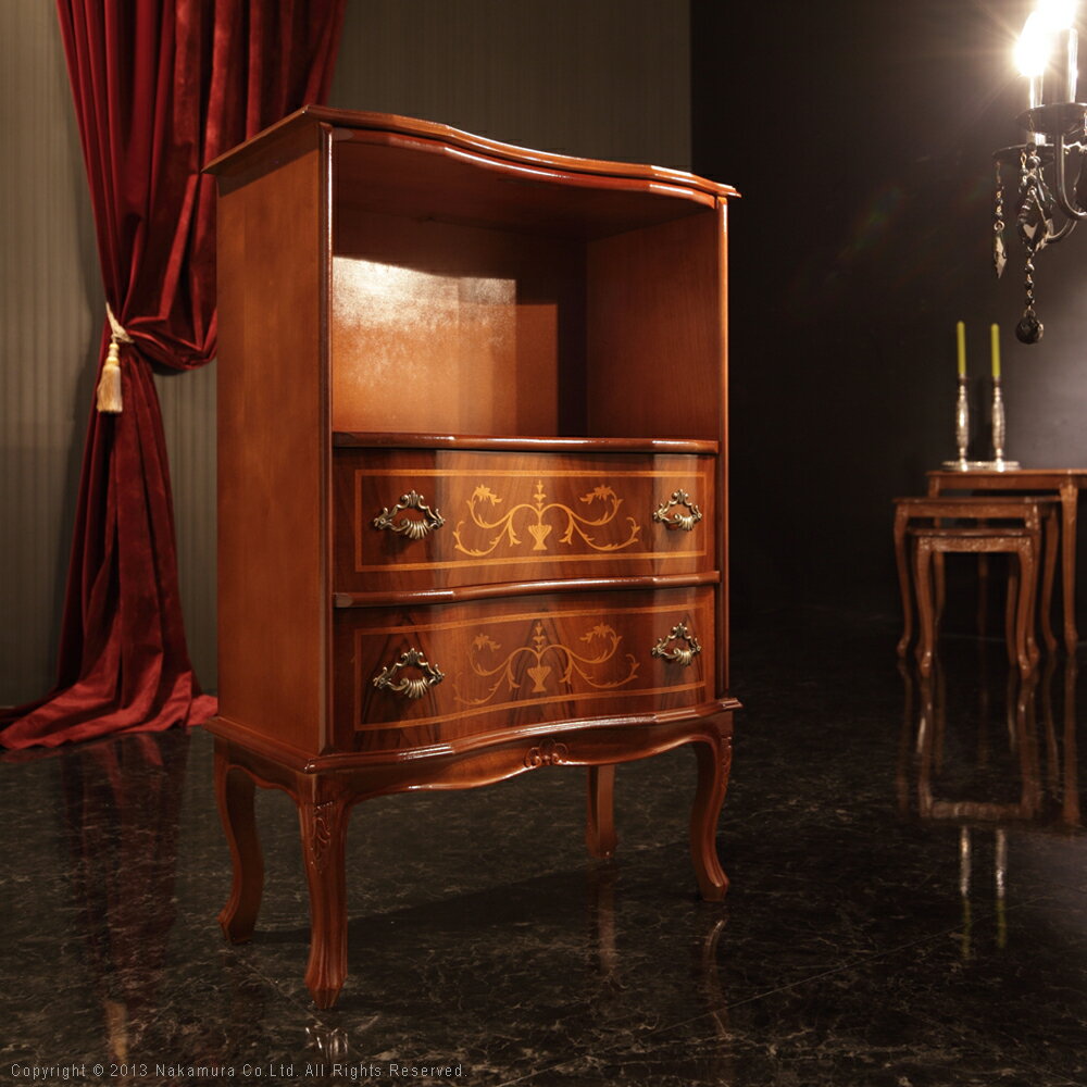 イタリア 家具 ヨーロピアン ヴェローナクラシック 猫脚2段オープンチェスト W58cm 猫脚 リビング ヨーロッパ家具 クラシック 輸入家具 アンティーク風 イタリア製 ブラウン おしゃれ 高級感 エレガント 木製 天然木 リモート テレワーク 在宅