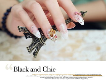 ネイルチップ/nadecoデコデザインショートネイルチップ.ブライダル.ウエディング.結婚式.披露宴.クリスマス