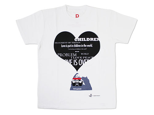 p.c.a.d. 重森健次郎 “Love in gasmask” S/S TEE ホワイト [Shigemori Kenjiro Protect Children Against Danger 半袖チャリティーアートTシャツ]【あす楽対応_関東】
