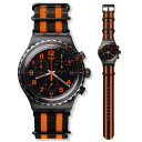 SWATCH IRONY CHRONO YVB401 スウォッチ クロノグラフ ウォッチ 腕時計 時計 メンズ ブラック オレンジ ナイロンベルト【送料無料】【smtb-KD】