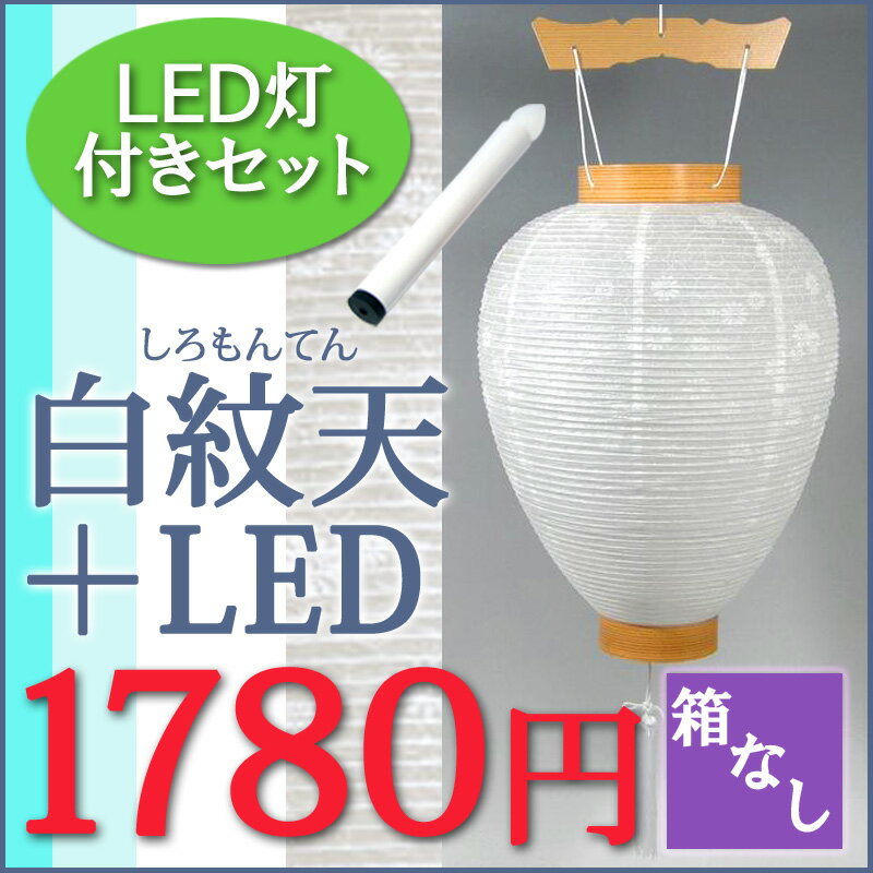 【盆提灯 盆ちょうちん】岐阜提灯 No30 新盆用 白紋天＋LED電池灯セット【化粧箱なし…...:stardust-web:10011050