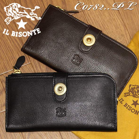 【マラソン期間限定・全品送料無料＋ポイント最大6倍】イルビゾンテ IL BISONTE 長財布 ロングウォレット C0782..PL VACCH.LEGG.//C0782-PL【5P_0704】【RCPmara1207】【マラソン201207_ファッション】【送料無料】【15%OFF!!】イルビゾンテ/IL BISONTE/長財布/サイフ/ロングウォレット/C0782/個性的なスナップボタンが印象的なイルビゾンテの長財布/