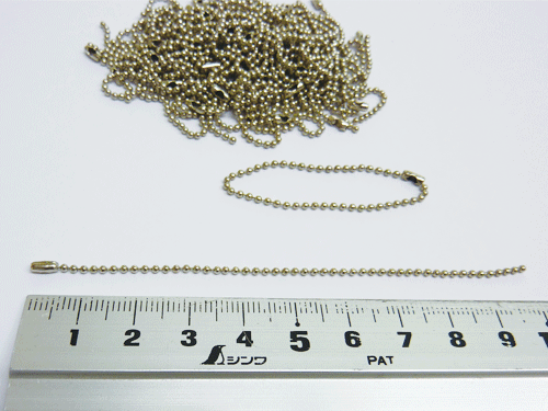 ボールチェーン 1.5mm×100mm 銀色（ニッケルメッキ） 50本入りアクセサリー パーツ 副資...:stfac:10001041