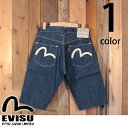 エヴィスジーンズ EVISU カモメ ペイント デニム ハーフ パンツ デニム 左綾 EVD-7550BD