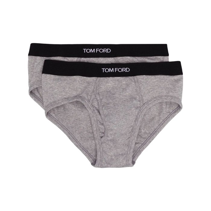TOM FORD トムフォード メンズ アンダーウェア T4XC11040020 SET OF 2 LOGO-WAISTBAND COTTON BRIEFS 020 GREY S M L XL 3XS 【送料無料・関税込】