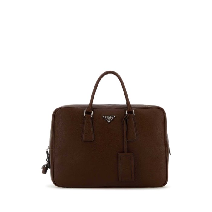 Prada プラダ メンズ ビジネス・トラベルバッグ 2VE0272BBEF0038 Chocolate leather briefcase Brown onesize 【送料無料・関税込】